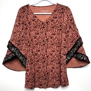 Soft Surroundings Velvet 3/4 Bell Sleeve Blouse